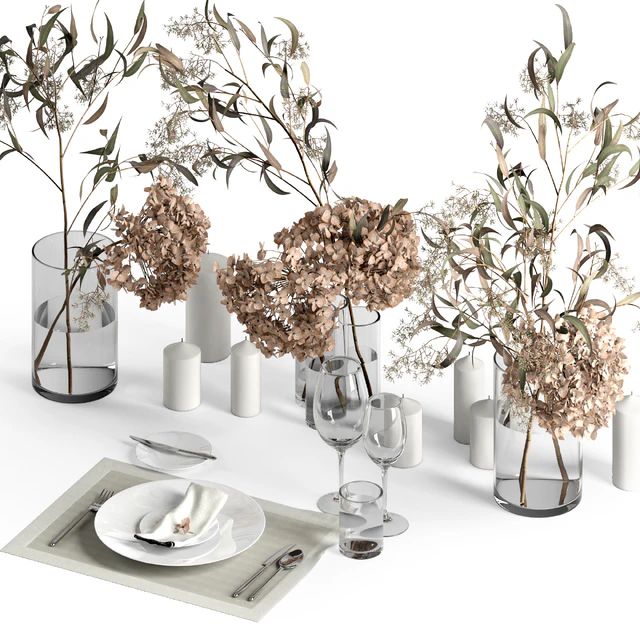 Table setting with dry plants — Descargar