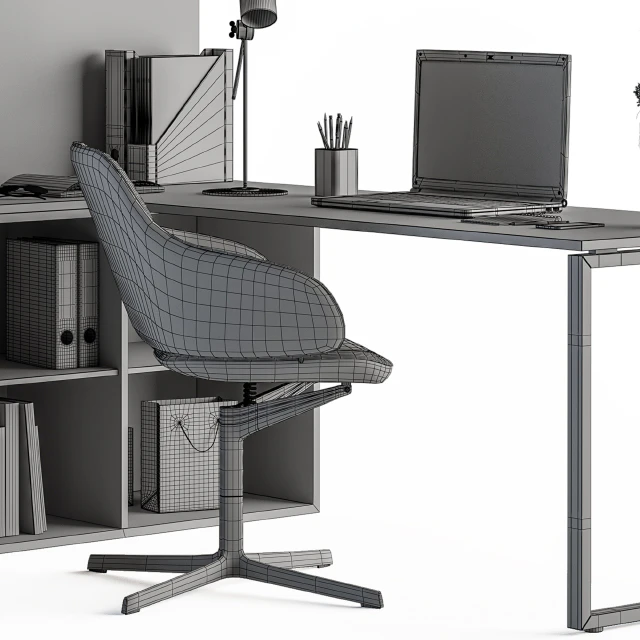 Office Set L Desk With Bookcase — Скачать