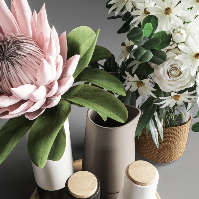 Flower Set 003 Protea and Roses — Descargar