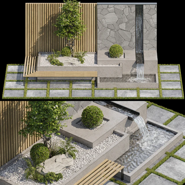 Landscape Furniture with Fountain - Architect Element 07 — Descargar