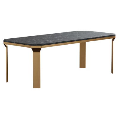 Catalyst 83 "Black Marble Dining Table with Brass Base — View 1