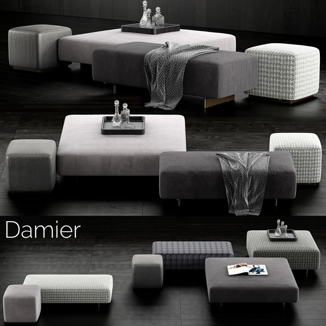 Minotti Damier Ottomans — Descargar