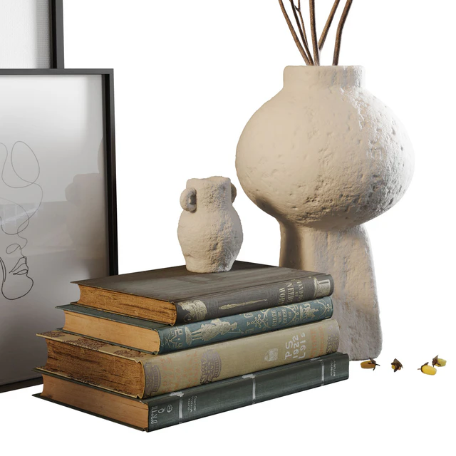 Decor set with vases and books — Descargar