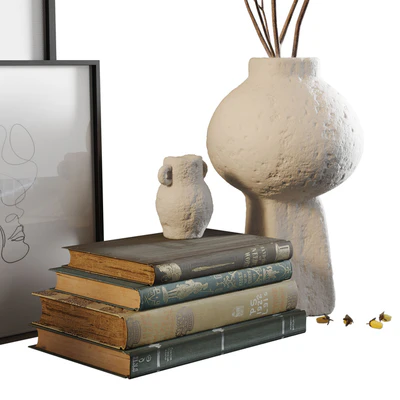 Decor set with vases and books — Ver 3