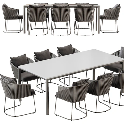 Outdoor Dining Set with Tempered Glass Top Table and Rope Woven Chairs — Вид 3