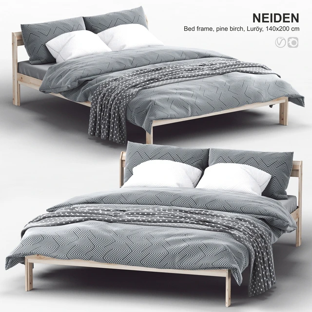 Ikea NEIDEN Bed frame, pine birch, Luröy — Descargar