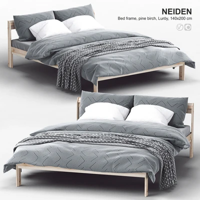 Ikea NEIDEN Bed frame, pine birch, Luröy — Ver 1