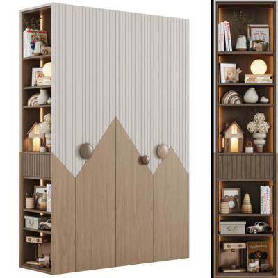 Modular children's wardrobe "Mountains" in a modern style 08 — Ver 3