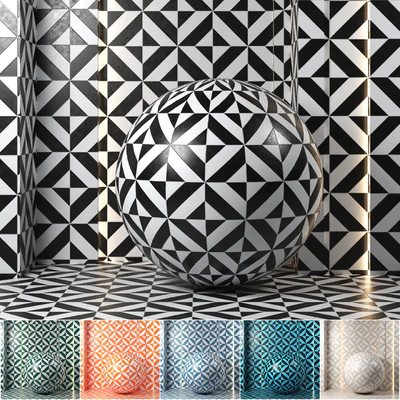 (4k)(6color)Ceramic tile set 04 — Вид 1