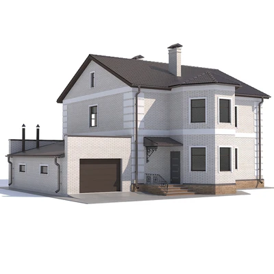 Two-storey country cottage with a garage. — Ver 1