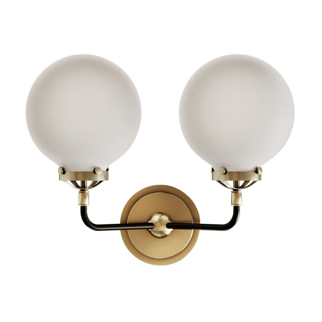 Rh bistro globe milk glass double sconce — Descargar