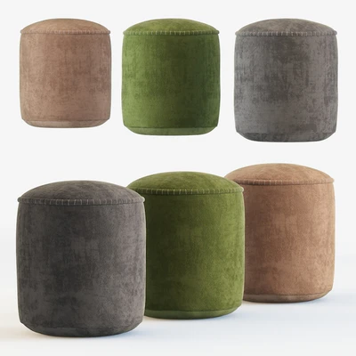Turquoise Cotton Pouf Ottoman — Вид 1