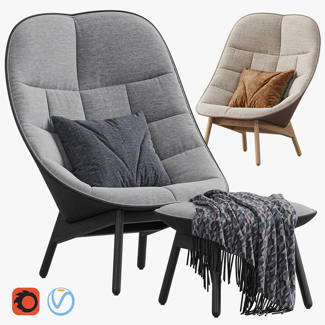 Armchair HAY Uchiwa Lounge Quilted — Descargar