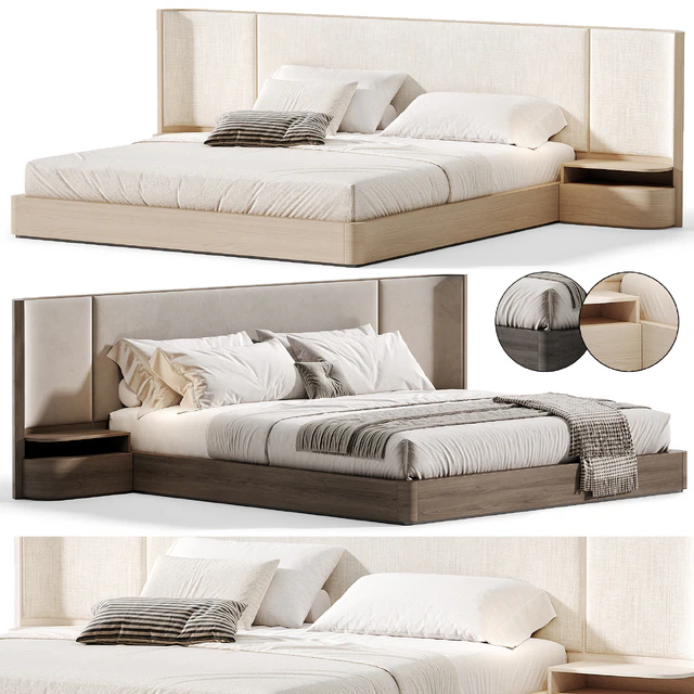 Gianna Natural Walnut Wood King Bed Frame — Descargar