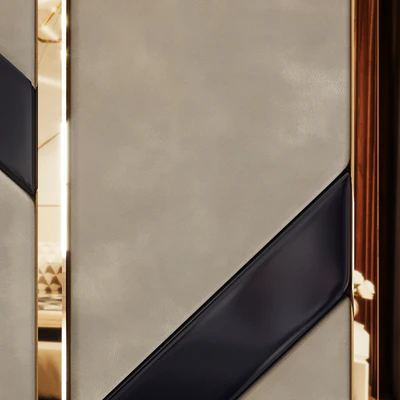 Headboard made of bronze mirror and soft beige panels — Ver 2