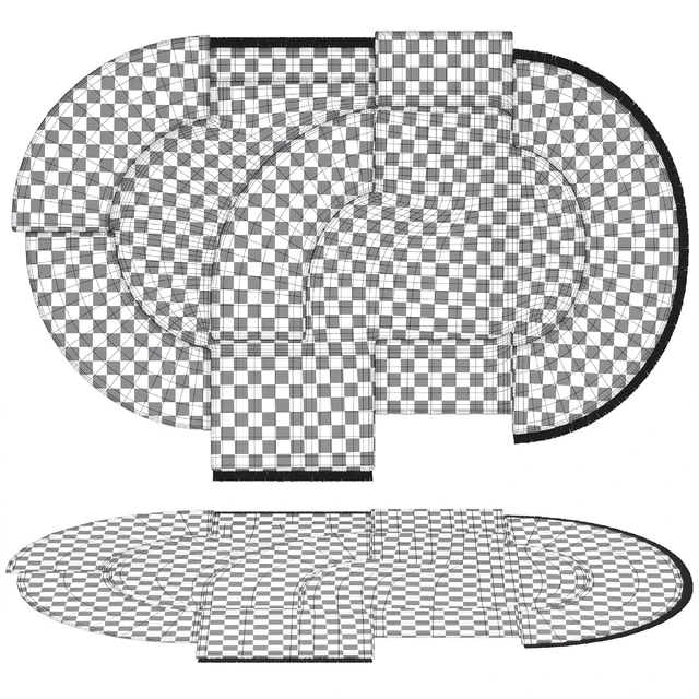 Carpet Contemporary Oval Rug with Geometric Pattern in Green Hues and Beige in Wool — Descargar