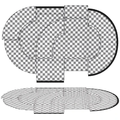 Carpet Contemporary Oval Rug with Geometric Pattern in Green Hues and Beige in Wool — Ver 4