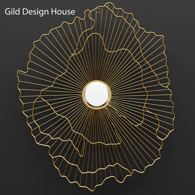 Gild Rachel Wall Mirror, mirror, sun, abstraction, gold, luxury, metal, wall decor — Descargar