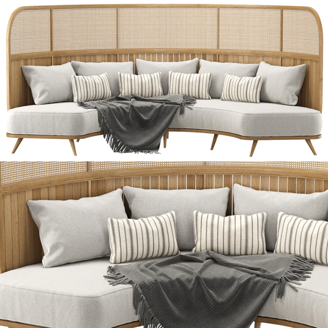 Garden round sofa R157 High back / Полукруглый диван из ротанга — Скачать