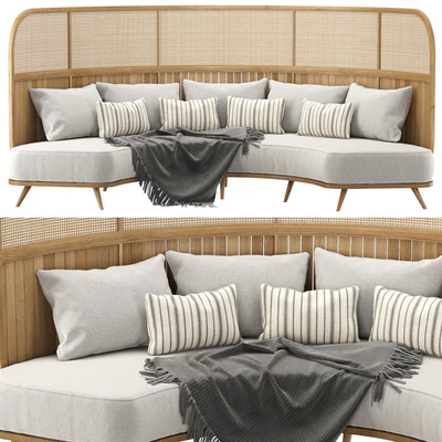 Garden round sofa R157 High back / Полукруглый диван из ротанга — Вид 1