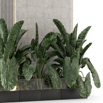 Indoor Wall  Big Green Leaf Garden in Concrete Base - Set 1770 — Вид 4