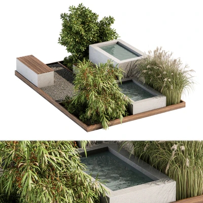Backyard and Landscape Furniture Bench and Pound - Set 26 — Ver 3