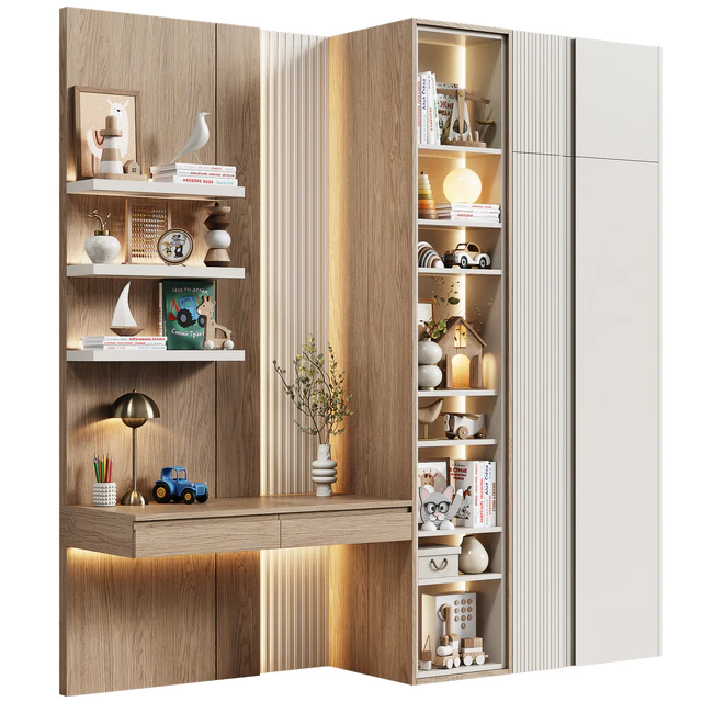 Шкаф детский модульный с письменным столом современный 23 — Скачать