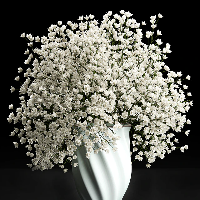 A beautiful lush little white bouquet in a classic vase with Gypsophila, Gibsolyubka, Kachim. Set 107. — Descargar