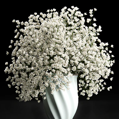 A beautiful lush little white bouquet in a classic vase with Gypsophila, Gibsolyubka, Kachim. Set 107. — Ver 2