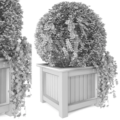 Outdoor Plants in Wooden Pot - Set 34 — Вид 3