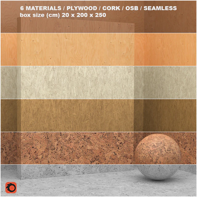 6 materials (seamless) - plywood, osb, cork - set 5 — Descargar