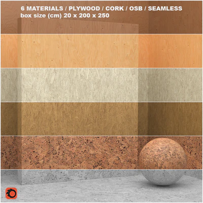 6 materials (seamless) - plywood, osb, cork - set 5 — Ver 1