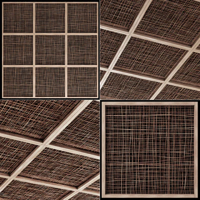 Ceiling wood cage thin branch n4 / Wooden ceiling made of thin branches on beams — Ver 3