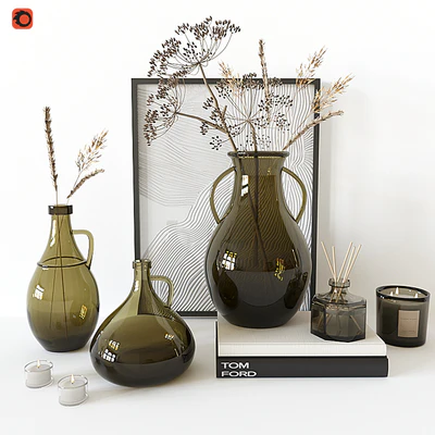 Decorative set with Glass Vase 02 — Ver 1