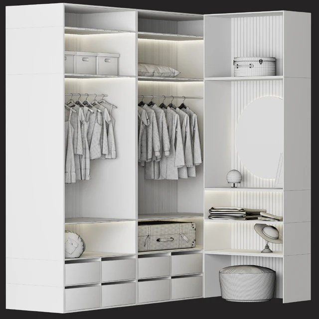 Brown Wardrobe Walk-in Closet Black Glass Door Simple and Luxury — Descargar