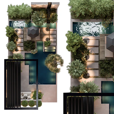 Landscape Furniture Backyard with Pool 93 — Ver 4