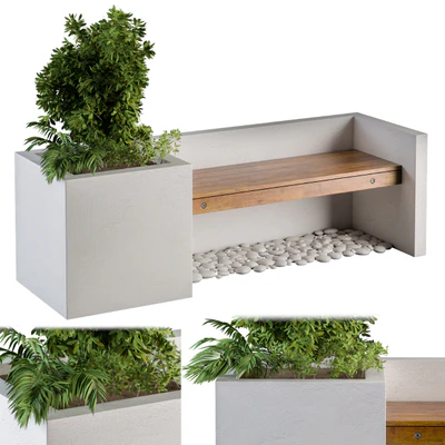 Outdoor Bench with FlowerBox — Ver 1