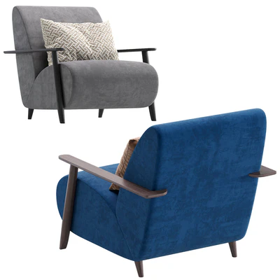 Armchair Marthan Beige Velvet By Barcelona Design 8 Colors Version/Кресло Marthan бежевое вельветовое — Вид 3