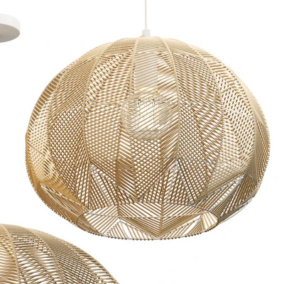 NATURAL ROUND RATTAN PENDANT — Ver 4