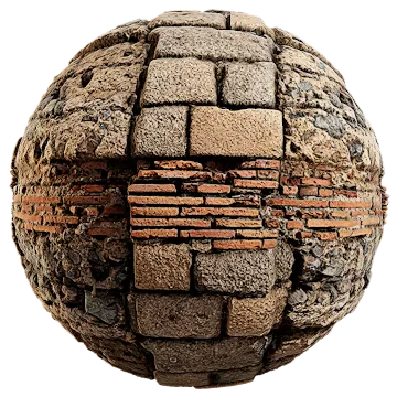 roman damaged brick wall 001 — Descargar