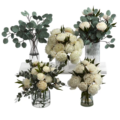 Bouquets of eucalyptus and peonies — скачать