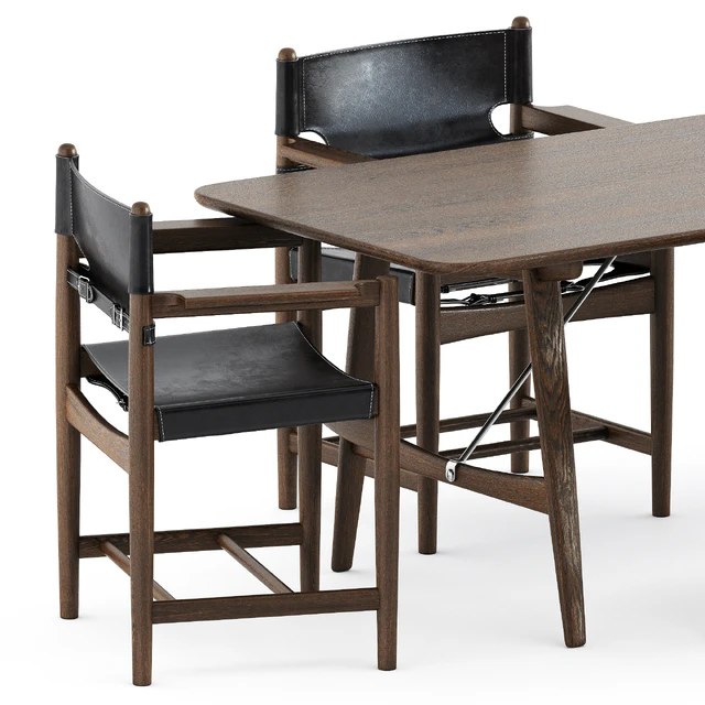 Spanish Dining Chair by Fredericia and BM1160 table by Carl Hansen and Son — Скачать