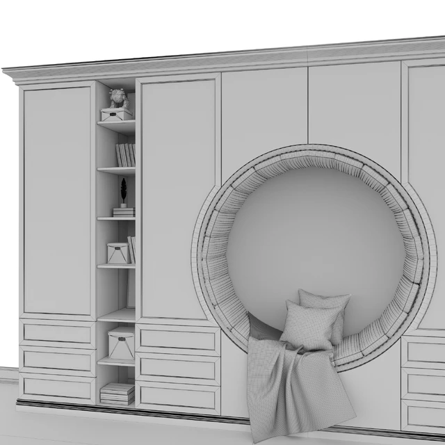 Wardrobe with a seat for a childrens room — Descargar