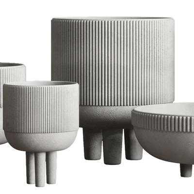 Vase Concrete Indoor Outdoor Set 03 — Ver 4