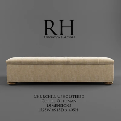 Restoration Hardware /Churchill Upholstered Coffee Ottoman — Вид 1