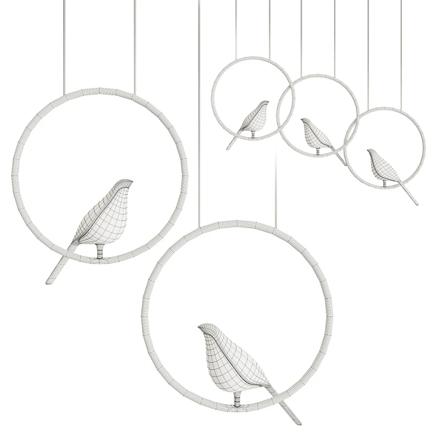 Ring and Bird Pendant Lamp NOMI — Скачать