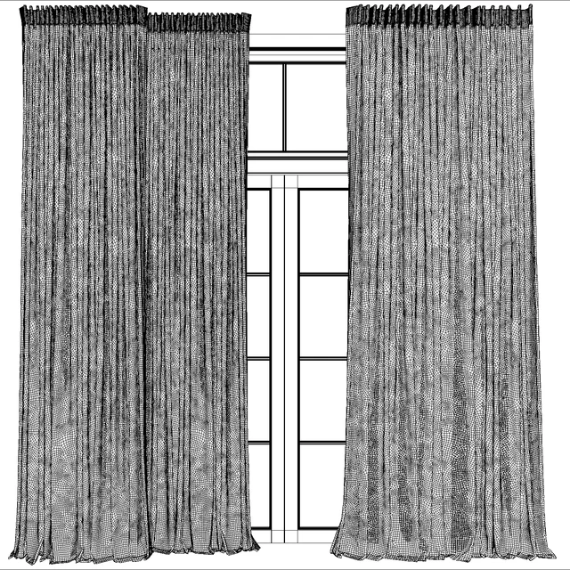 Pinch Pleat Linen Curtain with Tulle 2 — Скачать
