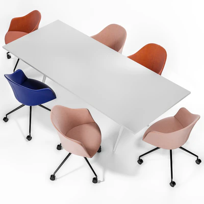 Arper Cila Armchair Trestle Fixed and Meety Plasic Table — Ver 3