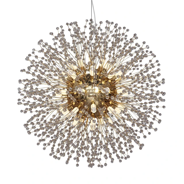 Designer chandelier in the form of a ball of crystal beams with a metal center Rosalia by Lampatron — Descargar