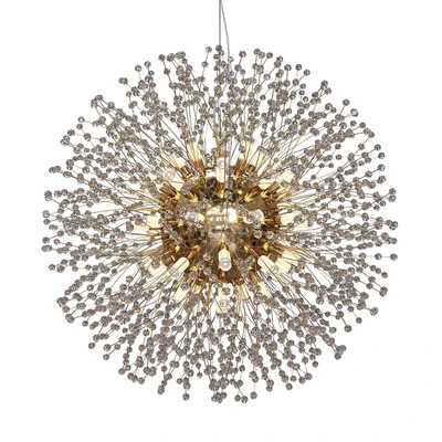 Designer chandelier in the form of a ball of crystal beams with a metal center Rosalia by Lampatron — Ver 1